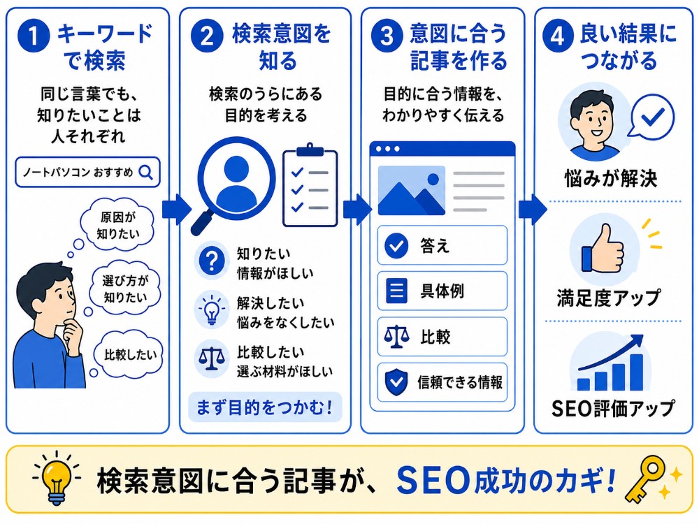 検索意図理解からSEO成功までの流れ