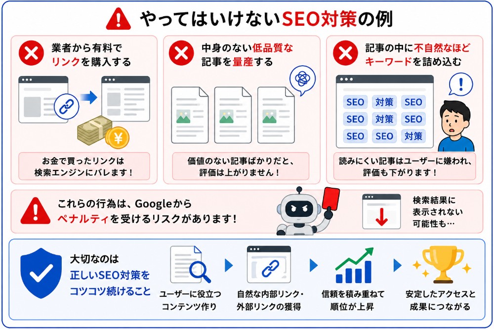 やってはいけないSEO対策と正しいSEO対策