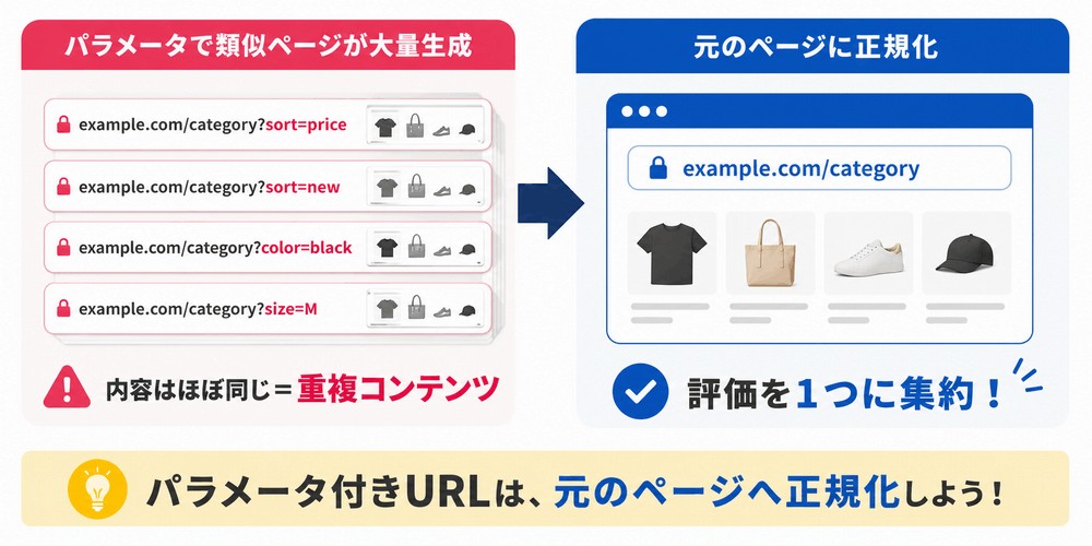 パラメータ付きURLの正規化による評価集約