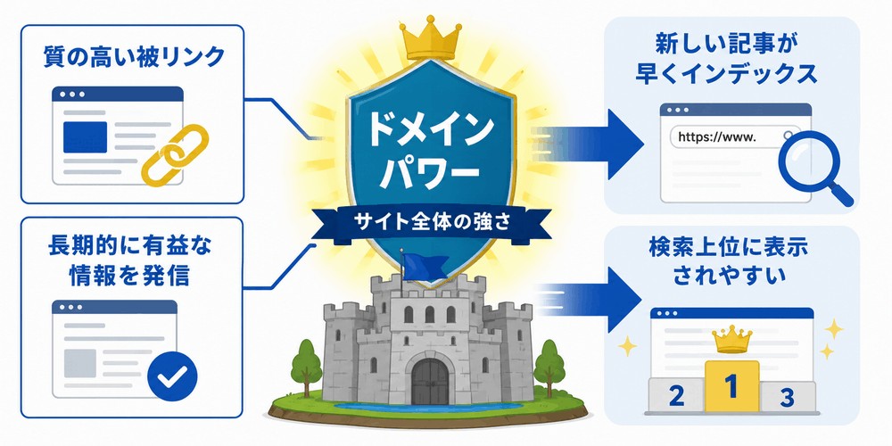 ドメインパワー向上によるSEO効果を図解