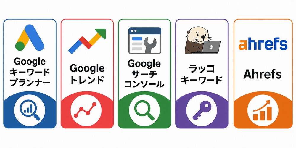 5つのSEO関連ツールロゴと名称