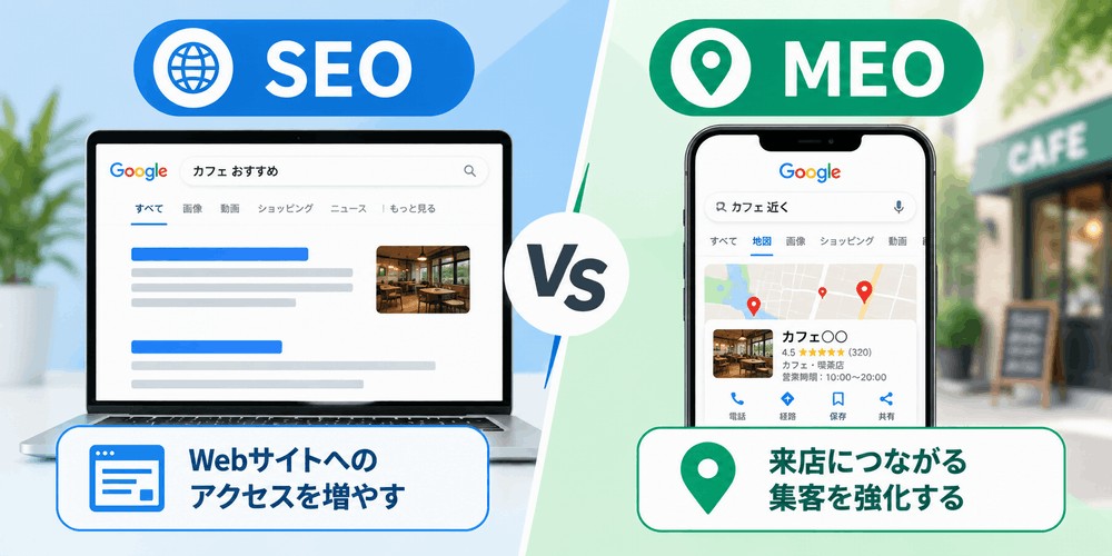 SEOとMEOの比較図