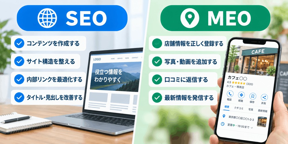 SEOとMEOの比較とそれぞれの施策内容